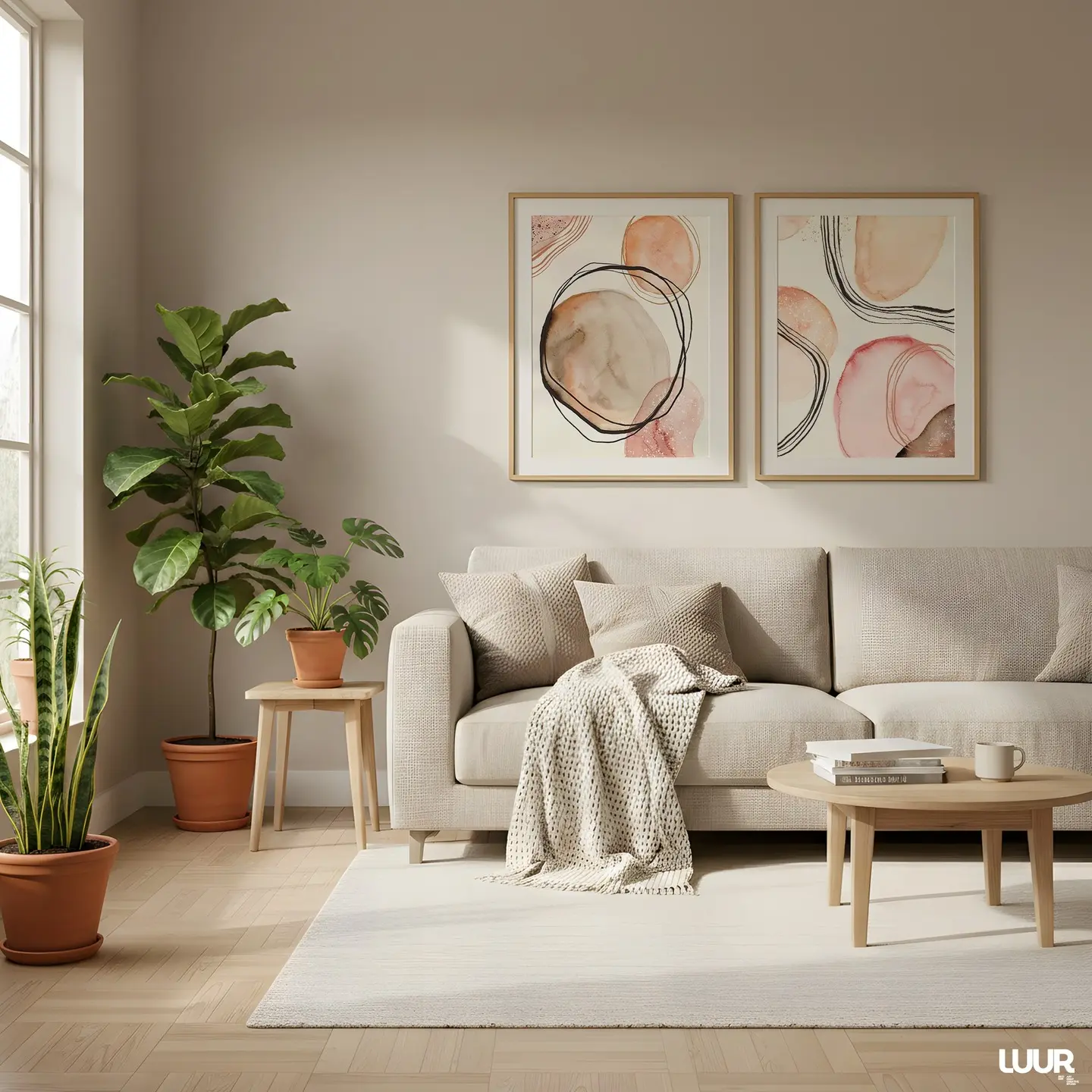 Abstract Wall Art Set of 2, Neutral Blush Printable, Modern Minimalist Wall Decor, Boho Gallery Wall Art Set, Set of 2 Prints, Abstract Art