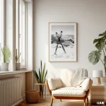 Winter Wall Art Printable – Black & White Crossed Skis Minimal Mountain Poster | Seasonal Home Decor - Image 3