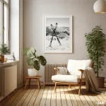 Winter Wall Art Printable – Black & White Crossed Skis Minimal Mountain Poster | Seasonal Home Decor - Image 4