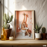 Funny Giraffe on Toilet Poster – Quirky Bathroom Wall Art, Whimsical Animal Print, Surreal Digital Download Home Decor - Image 9