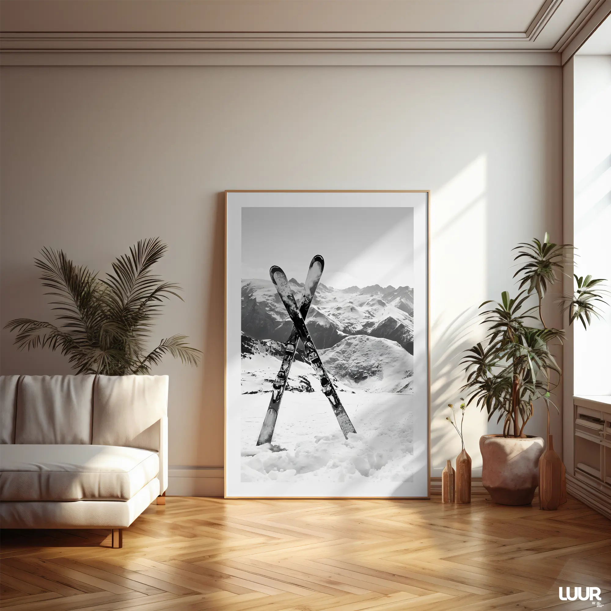 wall-art-wall-decor Winter Wall Art Printable – Black & White Crossed Skis Minimal Mountain Poster | Seasonal Home Decor - Image 7
