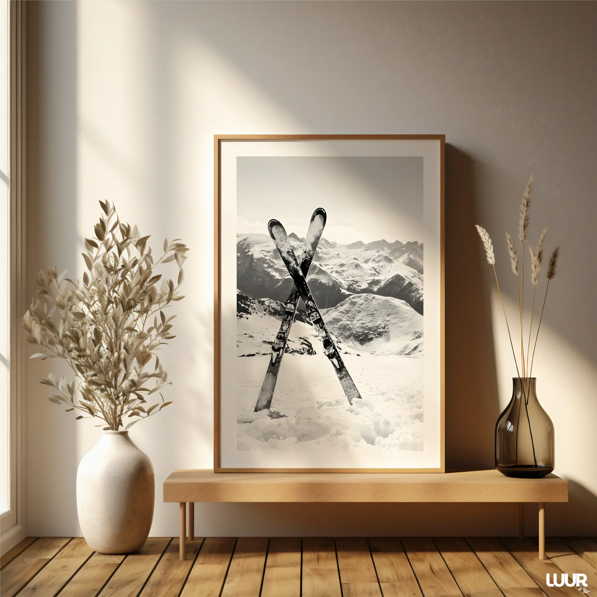 winter-wall-art Winter Wall Art Printable – Black & White Crossed Skis Minimal Mountain Poster | Seasonal Home Decor - Image 8