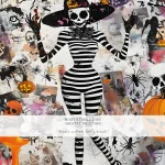 Halloween Wall Art – Whimsy Witch Skeleton Printable Poster, Spooky Gothic Digital Art for Halloween Home Decor - Image 6