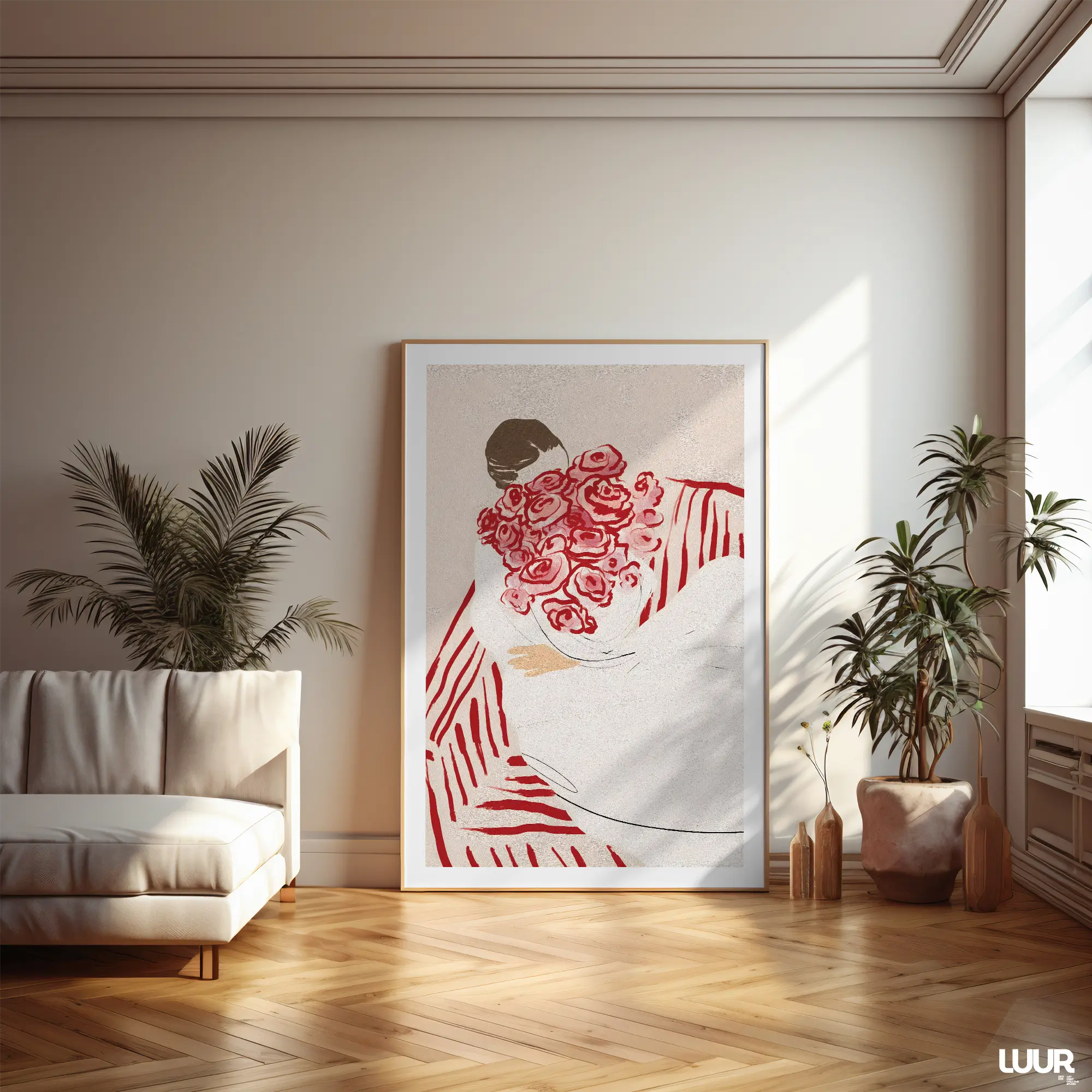 bedroom-wall-art Girly Wall Art – Feminine Red & Pink Illustration for Modern Bedroom Decor - Image 2
