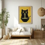 Japanese Wall Art – Kuro Neko Ramen Cat Poster | Minimal Japandi Printable Black Cat Digital Artwork - Image 3
