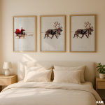 Christmas Wall Art, Santa Claus and Reindeer Prints – Set of 3 Holiday Printables for Cozy Christmas Home Decor - Image 2