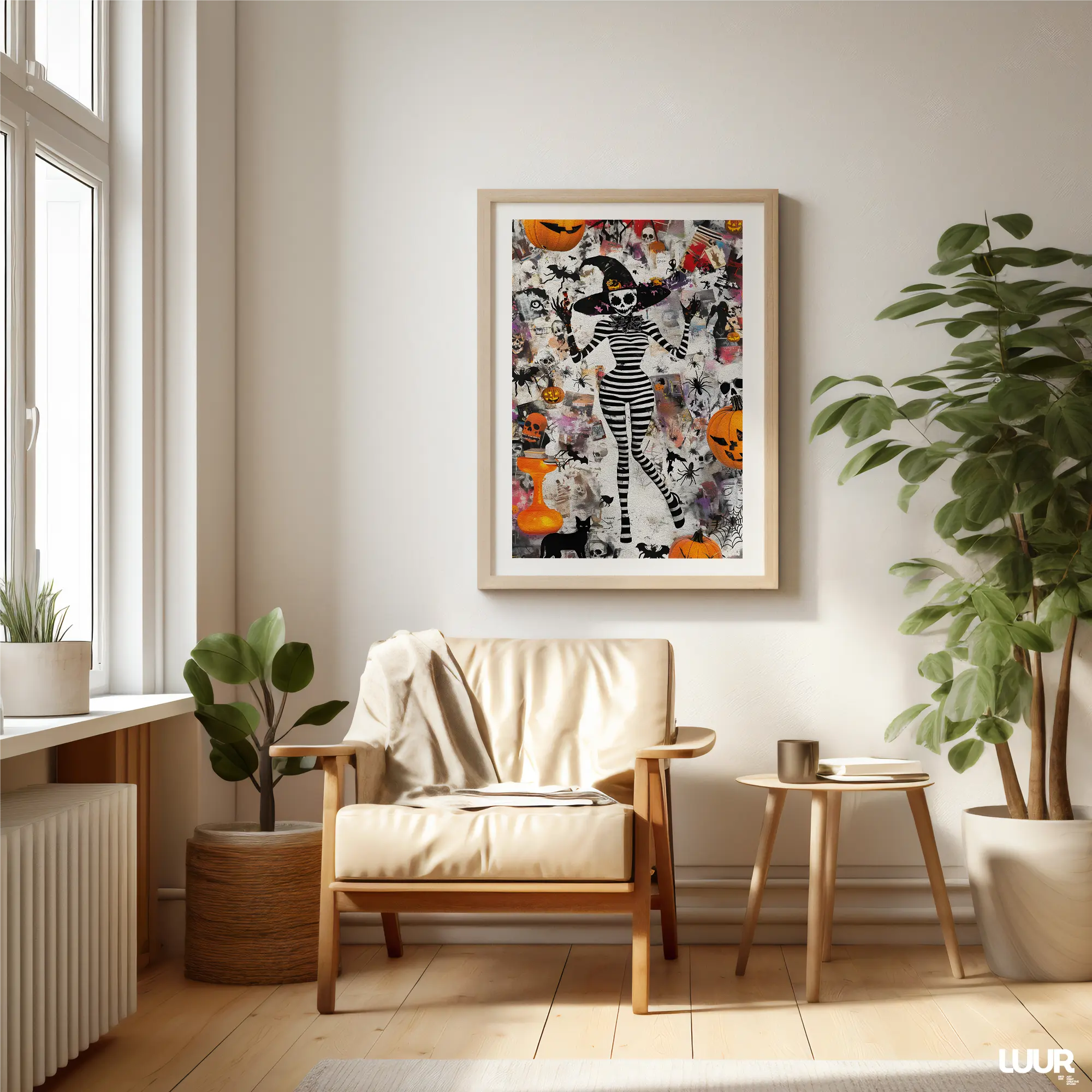 diigal-halloween-poster Halloween Wall Art – Whimsy Witch Skeleton Printable Poster, Spooky Gothic Digital Art for Halloween Home Decor - Image 2