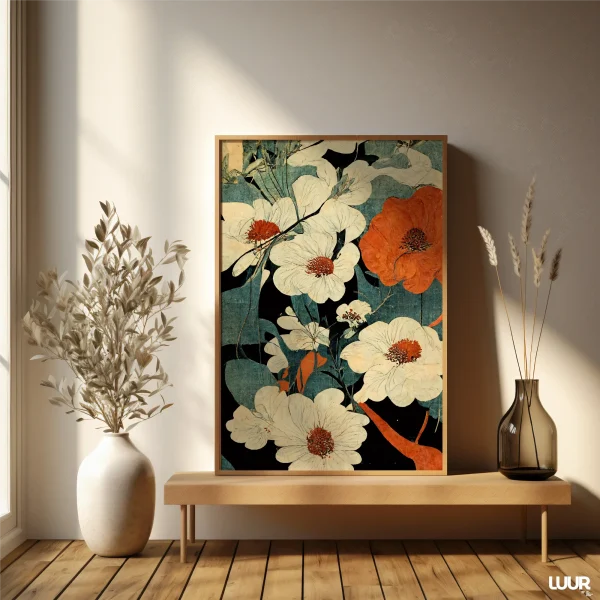 Flower Wall Art – Vibrant Asian Floral Printable Poster for Home Decor | Colorful Botanical Digital Art Print
