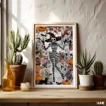 Halloween Wall Art – Whimsy Witch Skeleton Printable Poster, Spooky Gothic Digital Art for Halloween Home Decor - Image 5