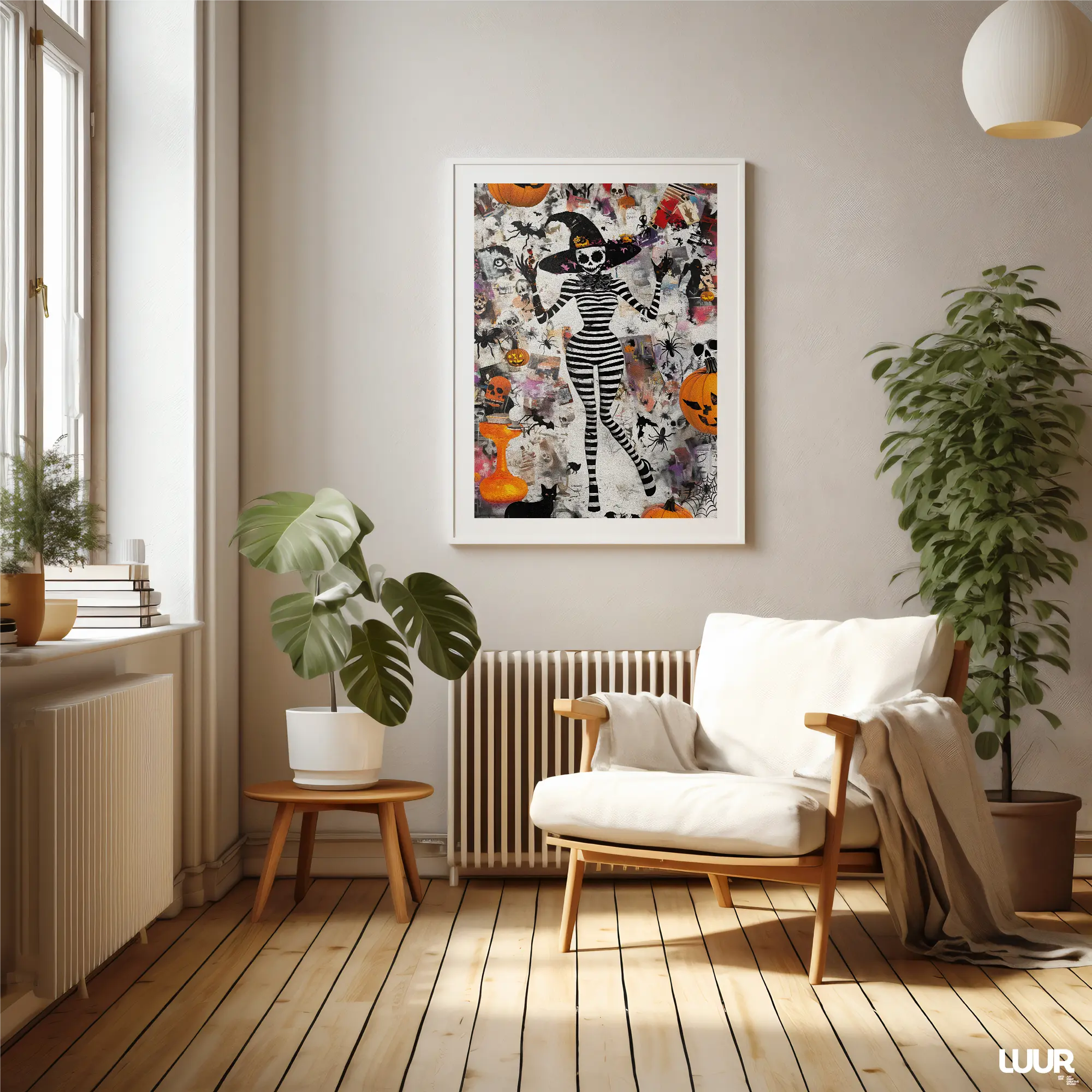 halloween-whimsy-poster Halloween Wall Art – Whimsy Witch Skeleton Printable Poster, Spooky Gothic Digital Art for Halloween Home Decor - Image 7