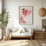 Girly Wall Art – Feminine Red & Pink Illustration for Modern Bedroom Decor - Image 5