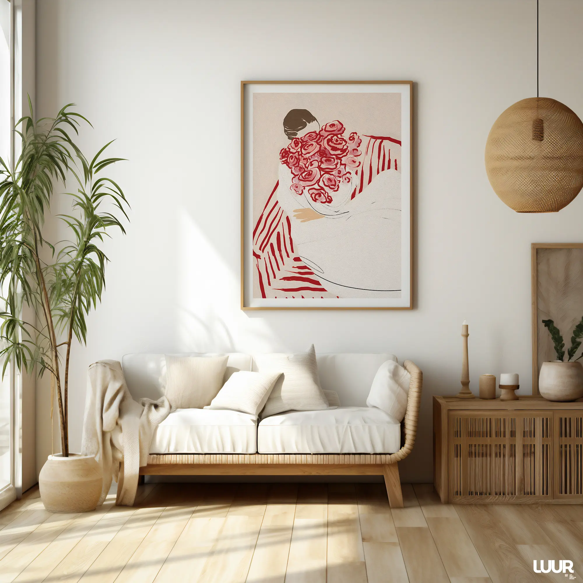 home-decor Girly Wall Art – Feminine Red & Pink Illustration for Modern Bedroom Decor - Image 5