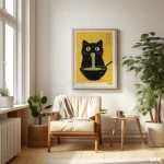 Japanese Wall Art – Kuro Neko Ramen Cat Poster | Minimal Japandi Printable Black Cat Digital Artwork - Image 4