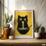 Japanese Wall Art – Kuro Neko Ramen Cat Poster | Minimal Japandi Printable Black Cat Digital Artwork - Image 7