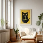 Japanese Wall Art – Kuro Neko Ramen Cat Poster | Minimal Japandi Printable Black Cat Digital Artwork - Image 8