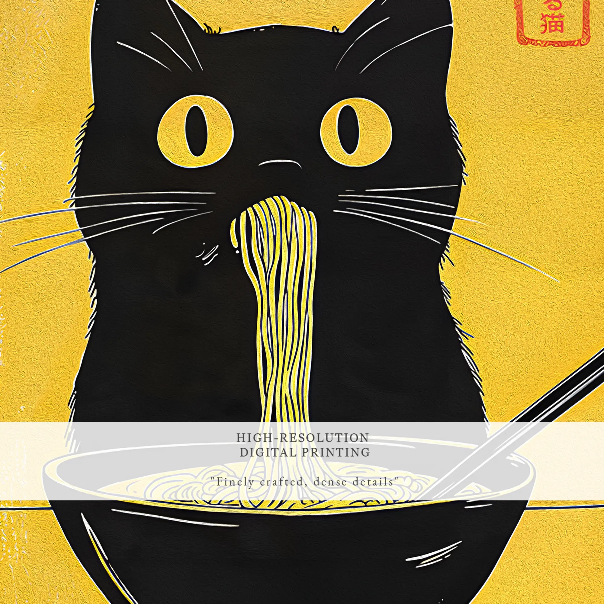 printable-wall-art Japanese Wall Art – Kuro Neko Ramen Cat Poster | Minimal Japandi Printable Black Cat Digital Artwork - Image 5