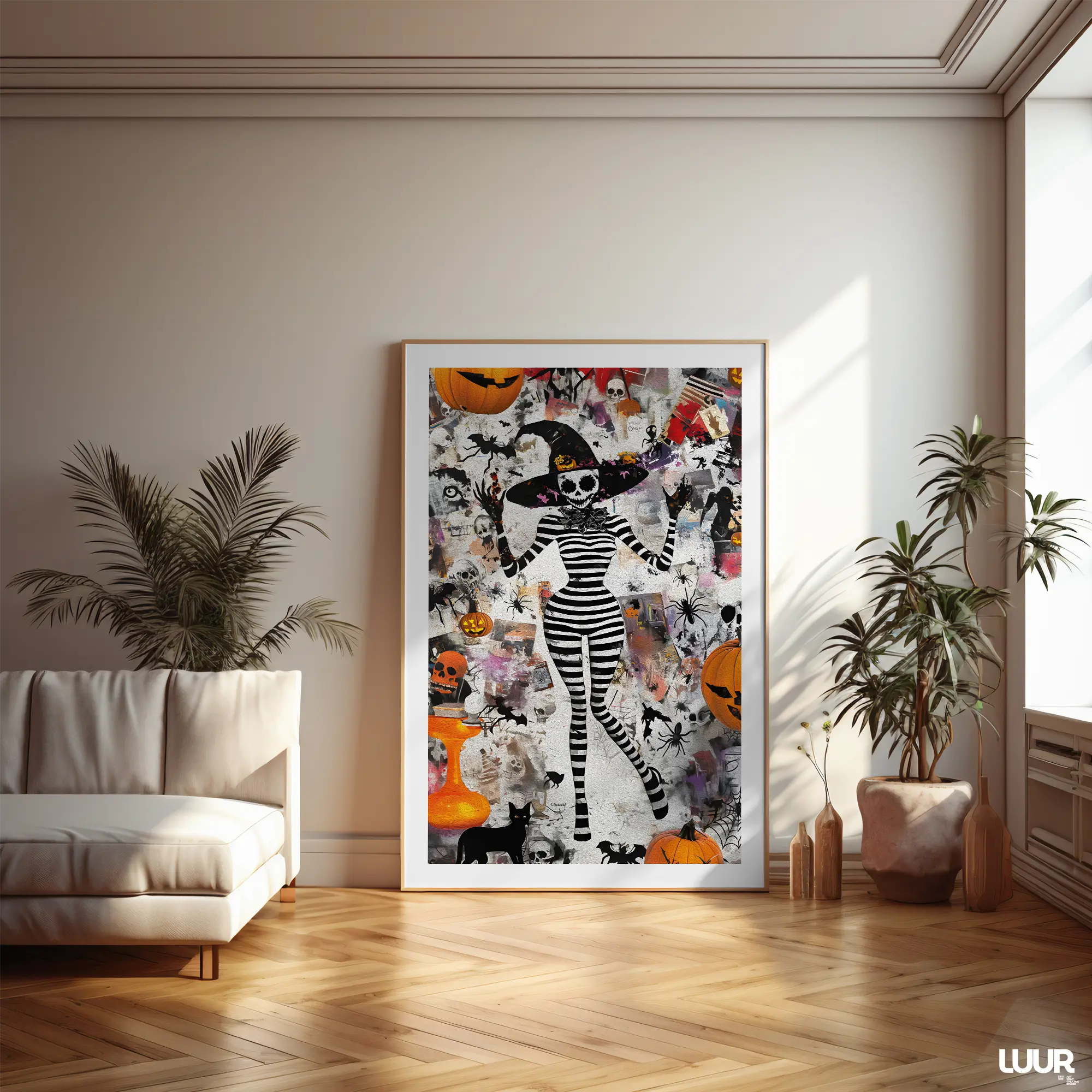 printable-wall-art Halloween Wall Art – Whimsy Witch Skeleton Printable Poster, Spooky Gothic Digital Art for Halloween Home Decor - Image 8