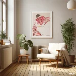 Girly Wall Art – Feminine Red & Pink Illustration for Modern Bedroom Decor - Image 8