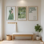 Set of 3 Print | Green Wall Art Set for Living Room | Minimal Botanical Gallery Posters