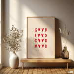 Bedroom Wall Art – Good Mood Motivational Poster with Red Heart | Minimalist Positive Quote Printable