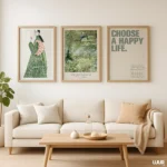 Set of 3 Print | Green Wall Art Set for Living Room | Minimal Botanical Gallery Posters - Image 4