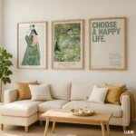 Set of 3 Print | Green Wall Art Set for Living Room | Minimal Botanical Gallery Posters - Image 6