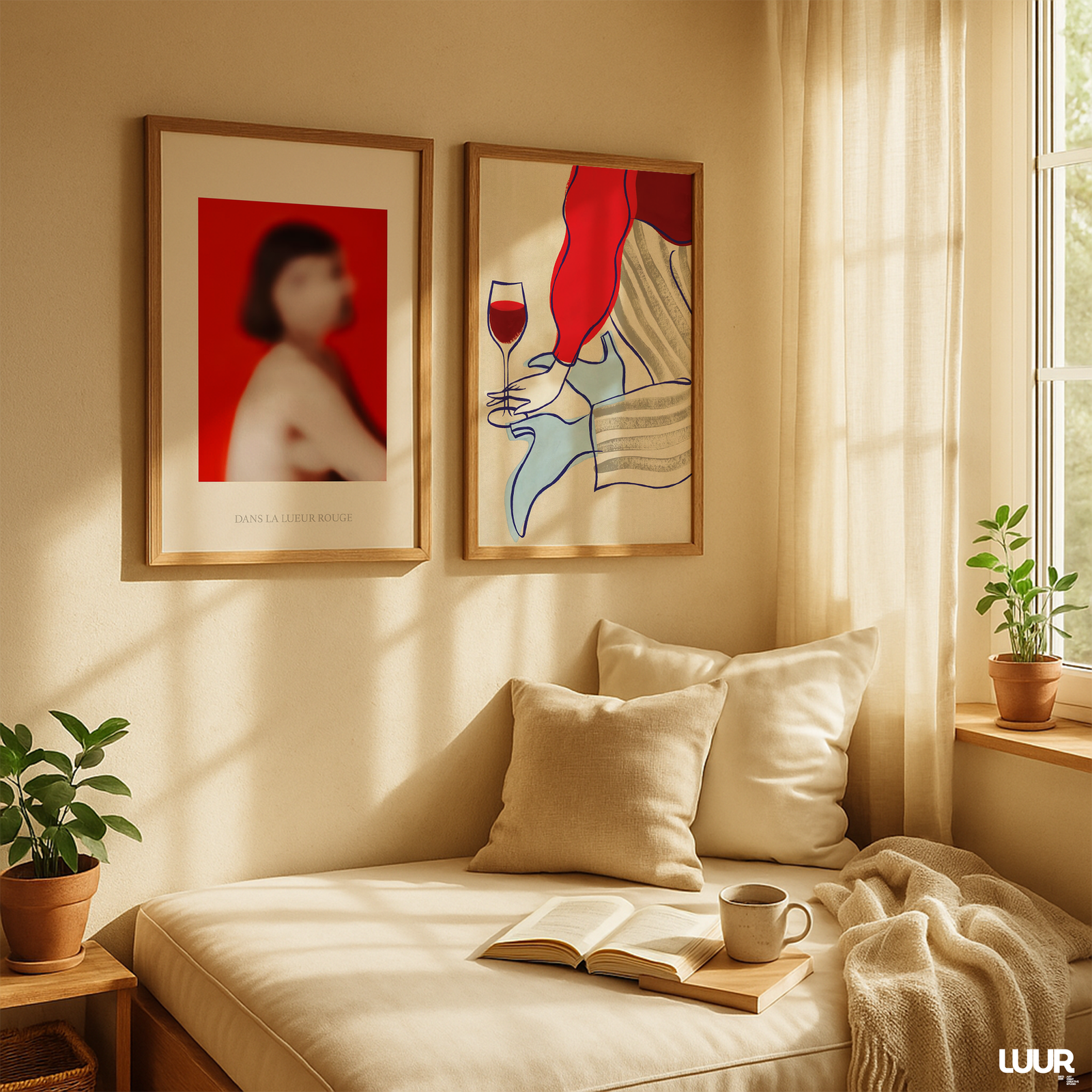 home-decor262 Set of 2 Wall Art Prints | Minimalist Red Line Art Posters | Modern Gallery Wall Decor - Image 4