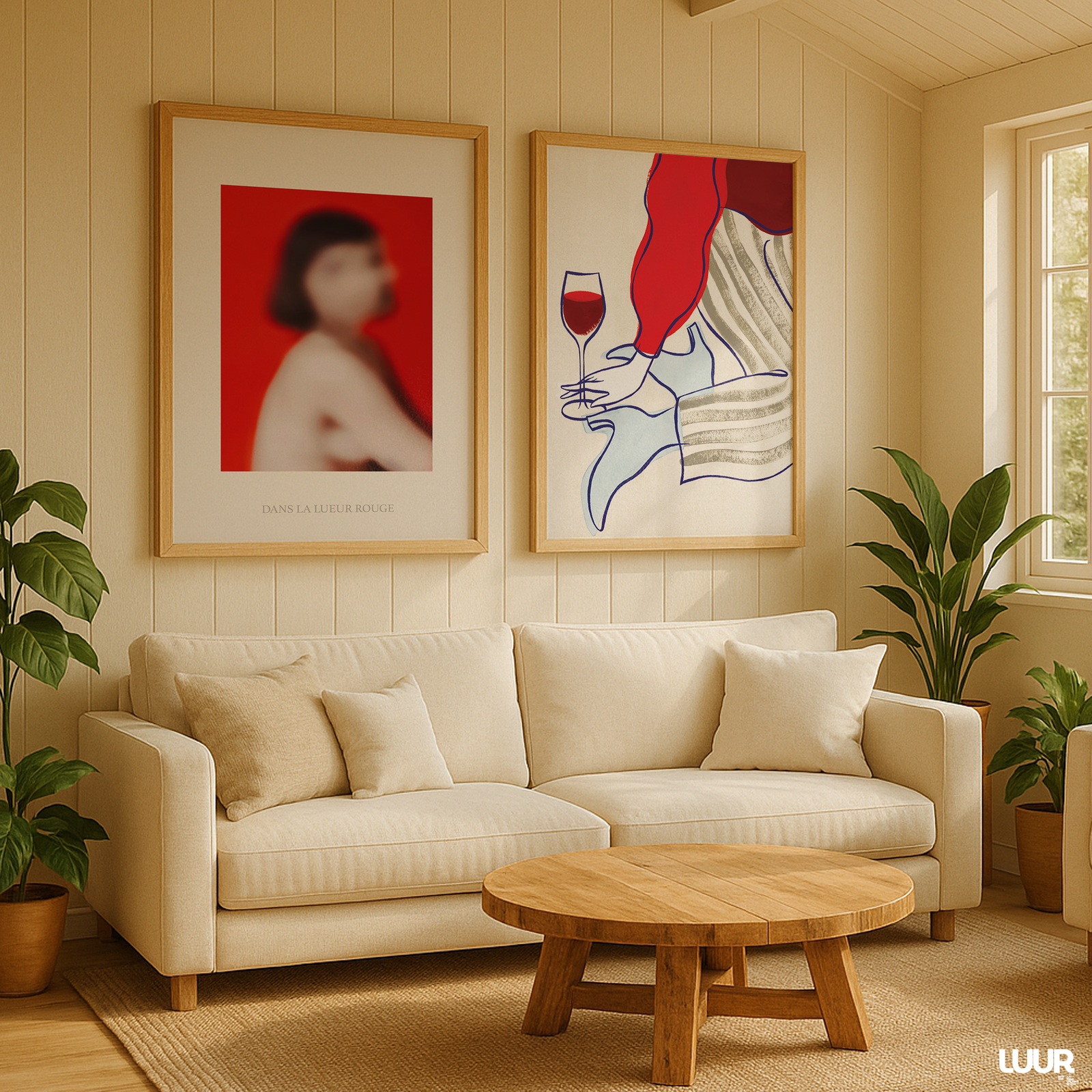living-room-wall-artsda Set of 2 Wall Art Prints | Minimalist Red Line Art Posters | Modern Gallery Wall Decor - Image 5