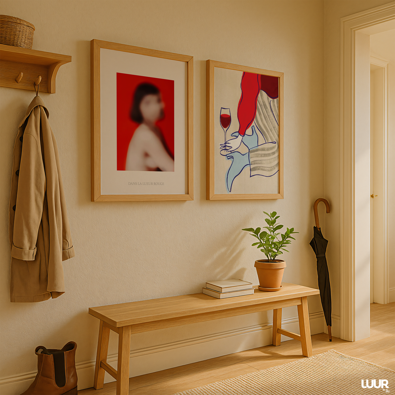 red-home-decor56 Set of 2 Wall Art Prints | Minimalist Red Line Art Posters | Modern Gallery Wall Decor - Image 7