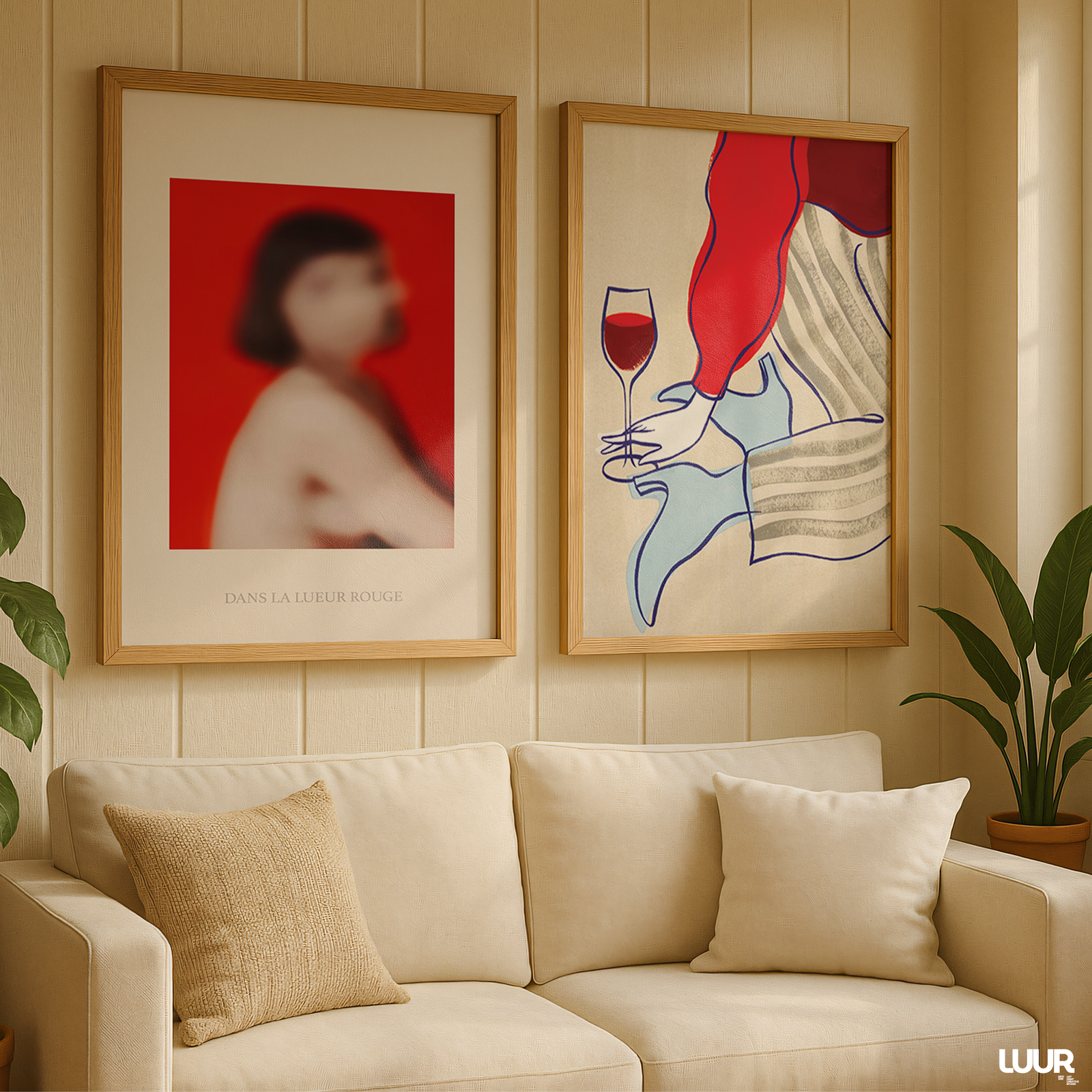 red-wall-art-set5669 Set of 2 Wall Art Prints | Minimalist Red Line Art Posters | Modern Gallery Wall Decor - Image 8