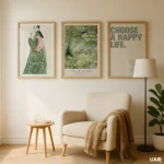 Set of 3 Print | Green Wall Art Set for Living Room | Minimal Botanical Gallery Posters - Image 7