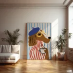 Funny Dog Wall Art Print, Coffee Lover Dog Illustration, Cute Dog Poster, Modern Animal Art, Playful Home Decor, Digital Download - Image 2