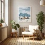 Landscape Wall Art, Winter Mountain Home Print, Snowy Alpine Scenery Poster, Cozy Nordic Nature Digital Download - Image 2