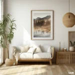 Mountain Wall Art, Large Mountain Landscape Wall Art Print, Misty Forest Lake Nature Poster, Modern Neutral Home Decor, Digital Download - Image 2