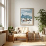 Landscape Wall Art, Winter Mountain Home Print, Snowy Alpine Scenery Poster, Cozy Nordic Nature Digital Download - Image 3