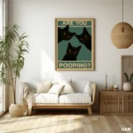Funny Bathroom Wall Art, Black Cat Wall Art Poster, Are You Pooping Cat Print, Quirky Toilet Decor, Printable Bathroom Humor Art