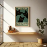 Funny Bathroom Wall Art, Black Cat Wall Art Poster, Are You Pooping Cat Print, Quirky Toilet Decor, Printable Bathroom Humor Art