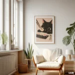 Japanese Wall Art Black Cat Wall Art Print, Cute Sushi Cat Poster, Modern Wall Decor for Kitchen Living Room, Instant Digital Download - Image 3