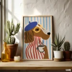 Funny Dog Wall Art Print, Coffee Lover Dog Illustration, Cute Dog Poster, Modern Animal Art, Playful Home Decor, Digital Download - Image 3