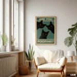 Funny Bathroom Wall Art, Black Cat Wall Art Poster, Are You Pooping Cat Print, Quirky Toilet Decor, Printable Bathroom Humor Art