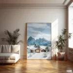 Landscape Wall Art, Winter Mountain Home Print, Snowy Alpine Scenery Poster, Cozy Nordic Nature Digital Download - Image 4