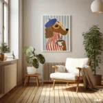 Funny Dog Wall Art Print, Coffee Lover Dog Illustration, Cute Dog Poster, Modern Animal Art, Playful Home Decor, Digital Download - Image 7
