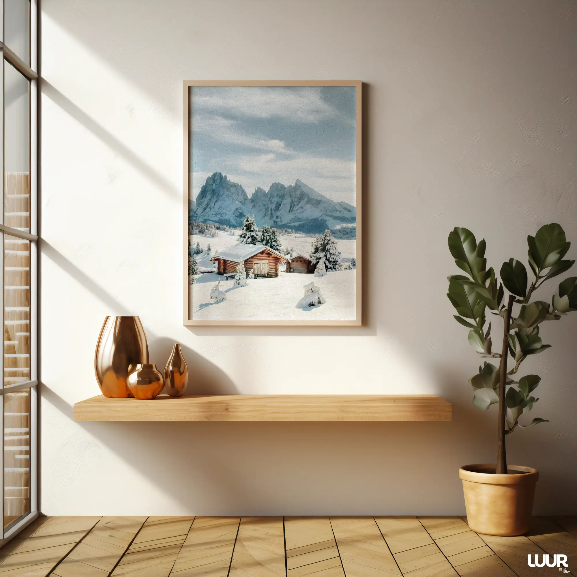 landscape-wall-art Landscape Wall Art, Winter Mountain Home Print, Snowy Alpine Scenery Poster, Cozy Nordic Nature Digital Download - Image 5