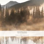 Mountain Wall Art, Large Mountain Landscape Wall Art Print, Misty Forest Lake Nature Poster, Modern Neutral Home Decor, Digital Download