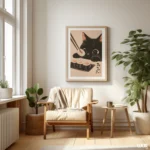 Japanese Wall Art Black Cat Wall Art Print, Cute Sushi Cat Poster, Modern Wall Decor for Kitchen Living Room, Instant Digital Download - Image 9