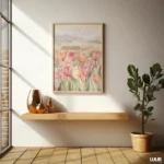 Floral Wall Art Printable, Soft Pink Tulip Art, Pastel Flower Wall Decor, Romantic Botanical Poster, Minimal Spring Home Decor, Digital Art