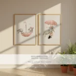 Nursery Wall Art Bunny Printable Set of 2, Cute Baby Animal Nursery Decor, Neutral Boho Kids Room Wall Art, Minimal Nursery Poster