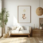 Nursery Wall Art Fox Printable, Cute Baby Animal Nursery Decor, Neutral Boho Kids Room Wall Art, Minimal Nursery Poster, Digital Download