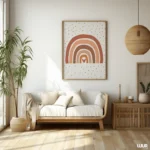 Nursery Wall Art Rainbow Printable, Boho Neutral Rainbow Nursery Decor, Kids Room Wall Art, Modern Minimal Baby Poster, Digital Download