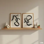 Gallery Wall Set Abstract Prints, Black Minimal Line Art Set of 2, Modern Neutral Wall Art, Minimal Poster Pair, Digital Download